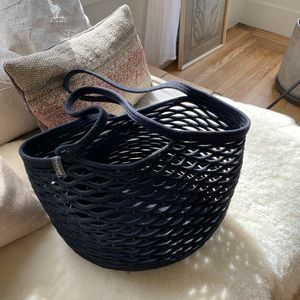 Mia Melange black cotton rope open weave tote bag